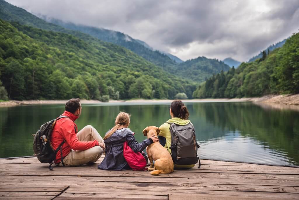 family outside in nature