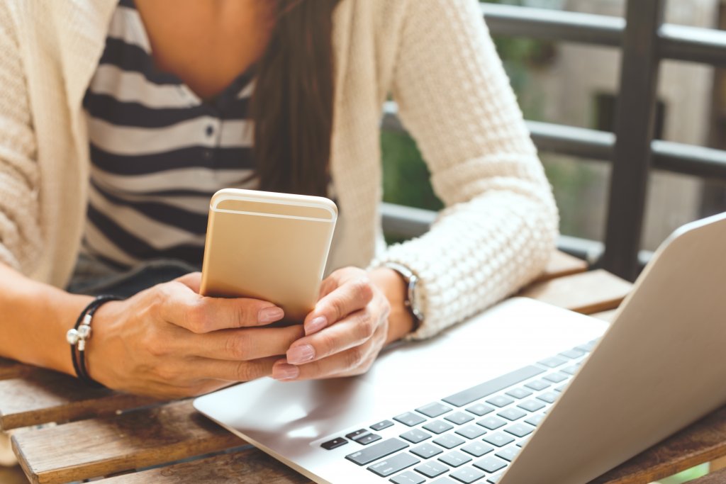 woman using phone