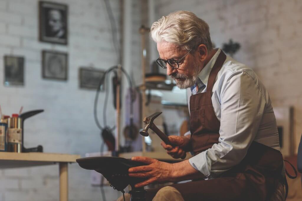 repairing shoes