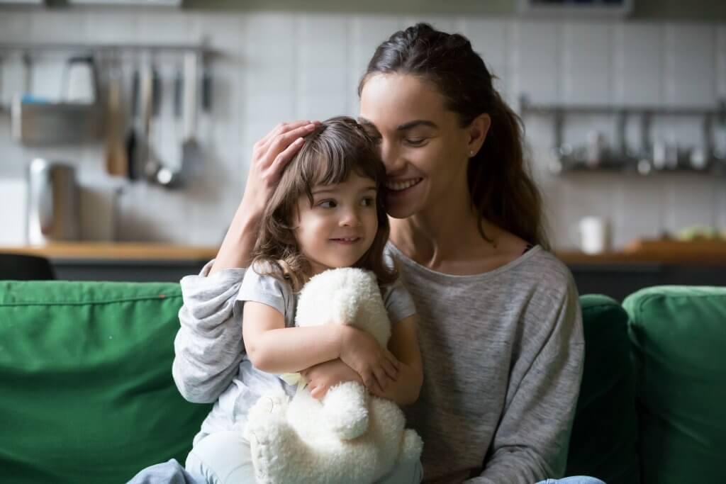 thankful mom and daughter