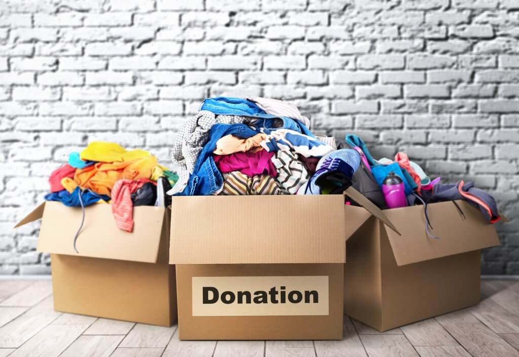 boxes of donation items