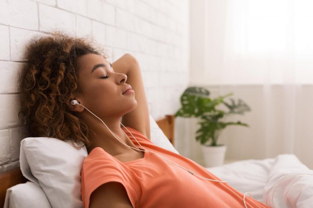 relaxed woman with headphones