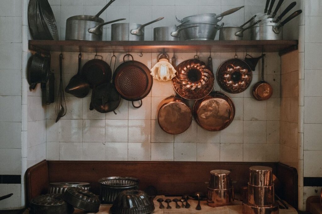 hanging pots and pans