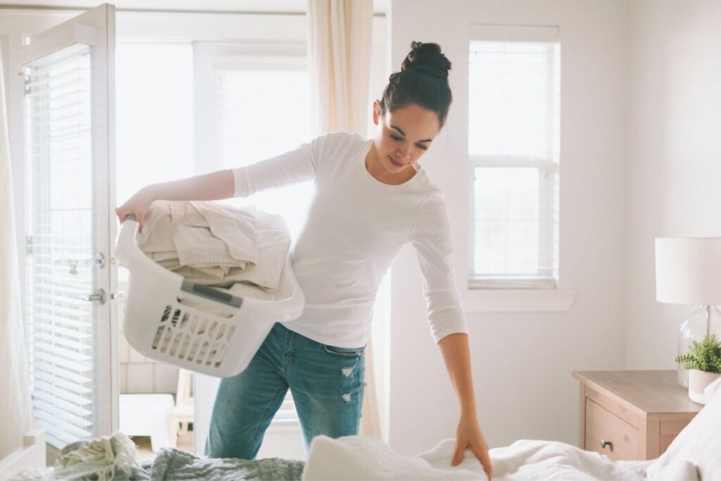 woman doing laundry