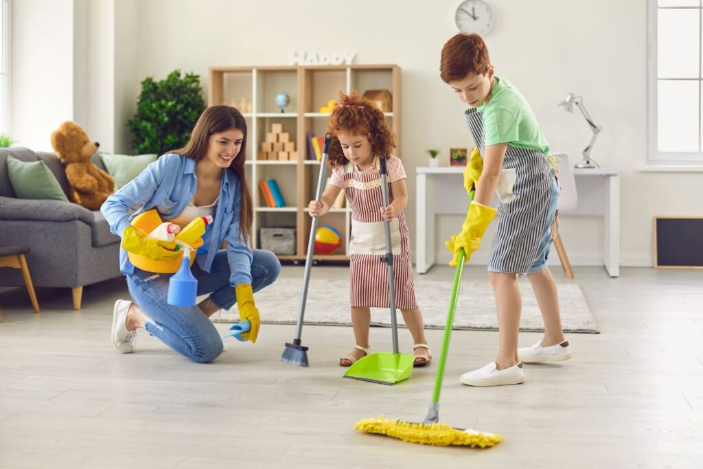 kids cleaning