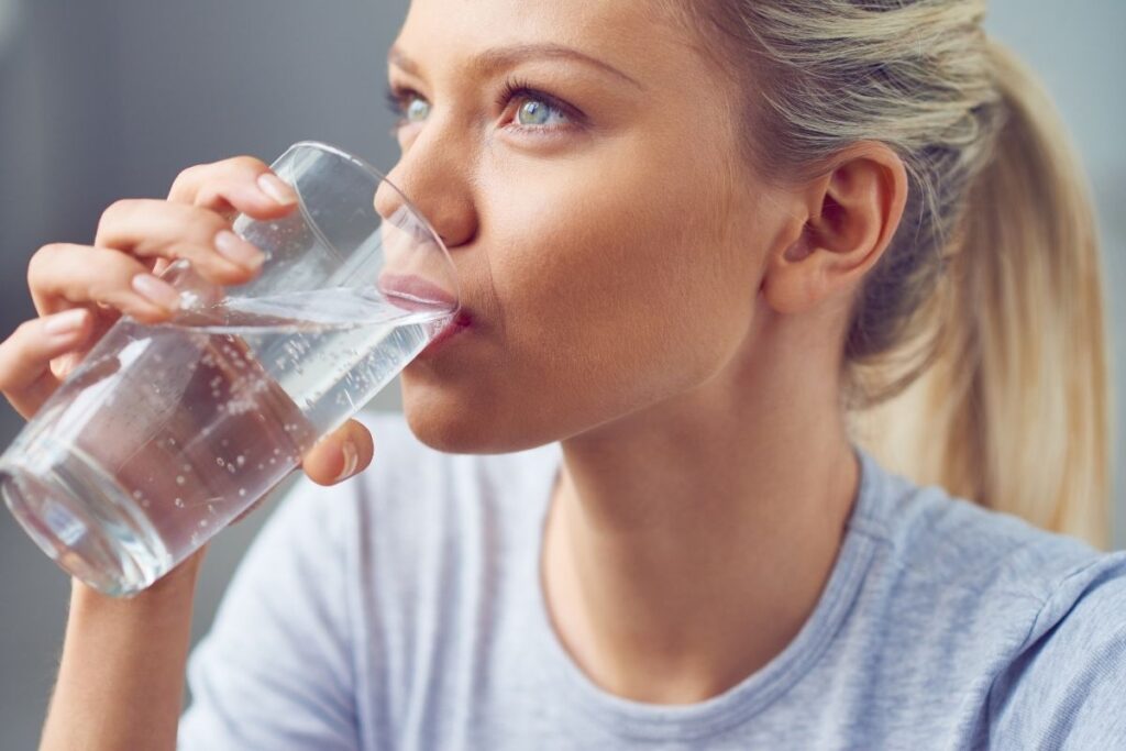 woman drinking water