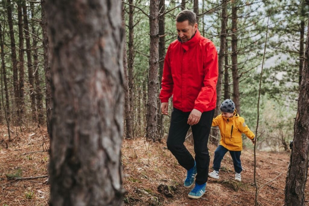 dad hiking with son