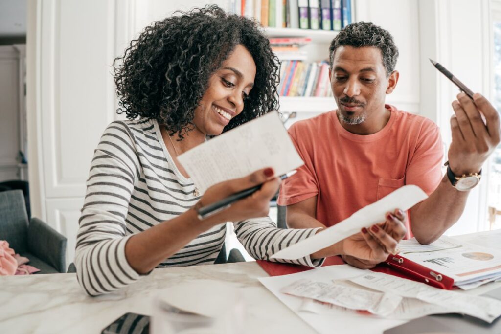 couple reviewing budget