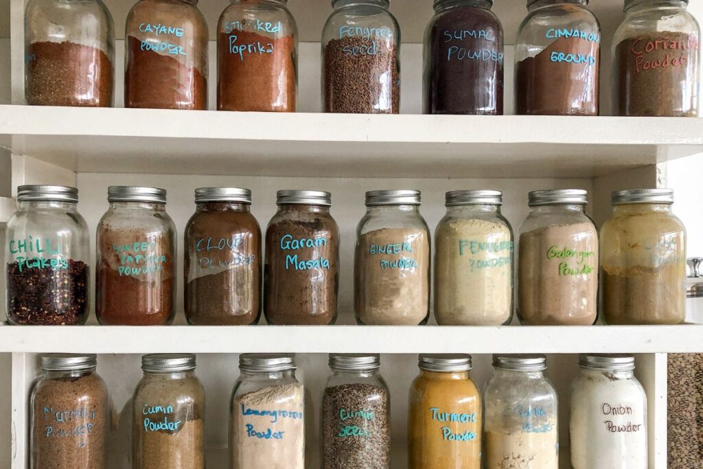 labeled glass jars