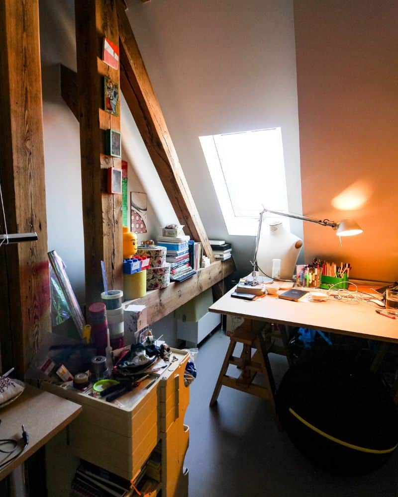 cluttered room