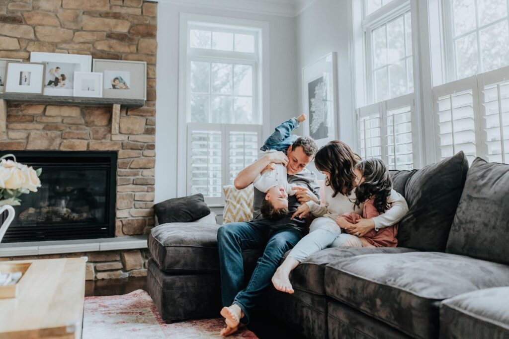 family playing at home