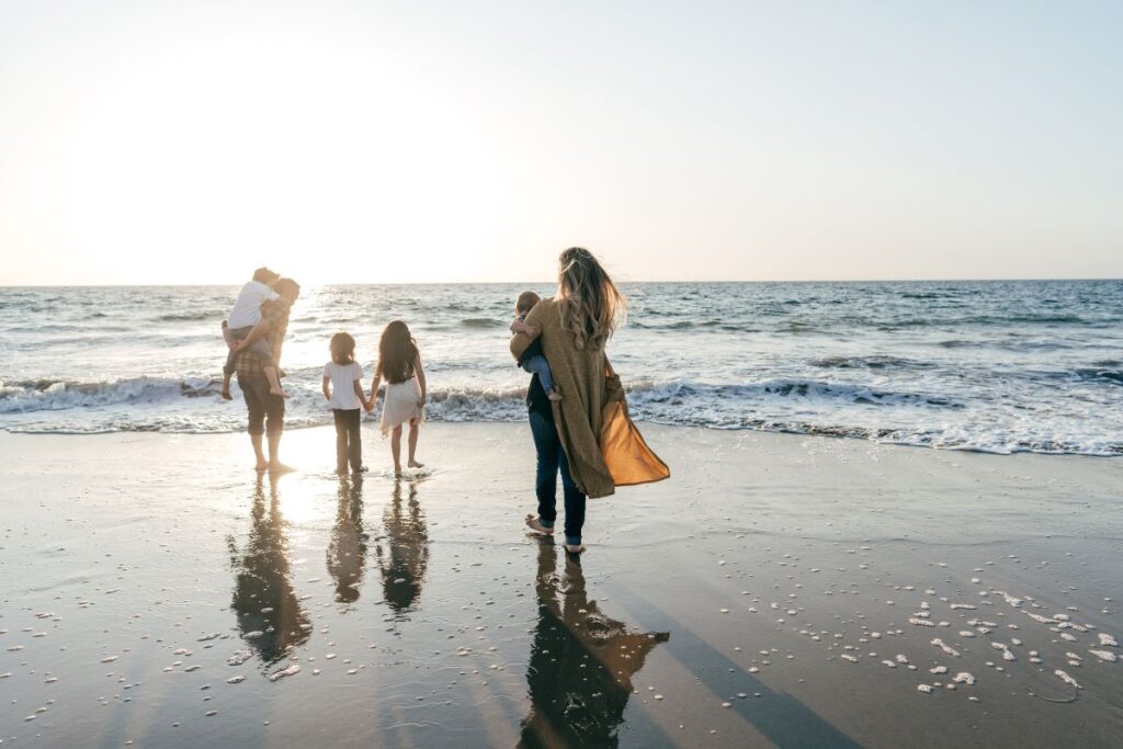 family at the beach