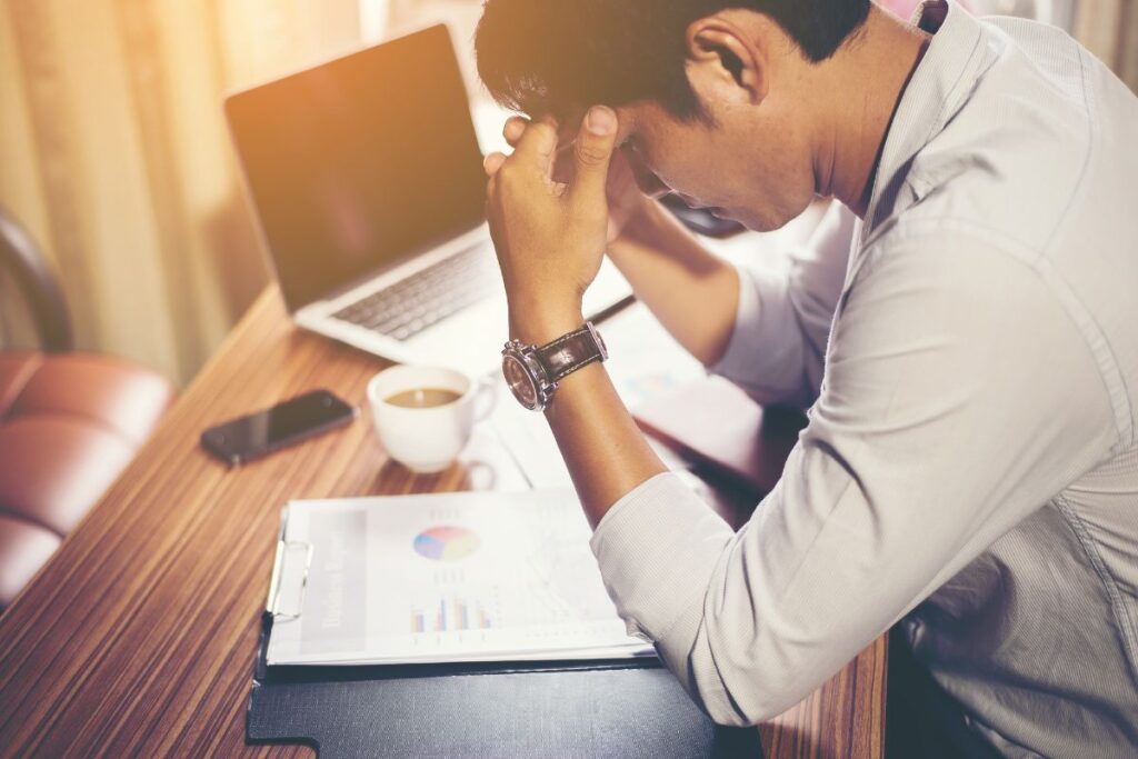 stressed man at work