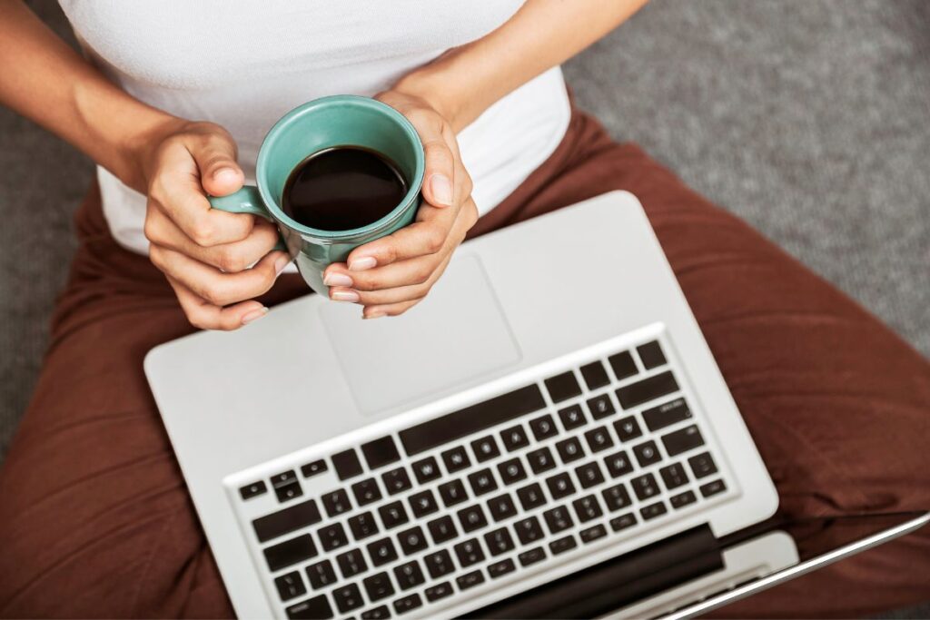 woman doing research on a computer