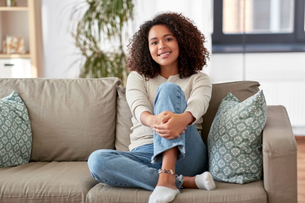 happy relaxed woman