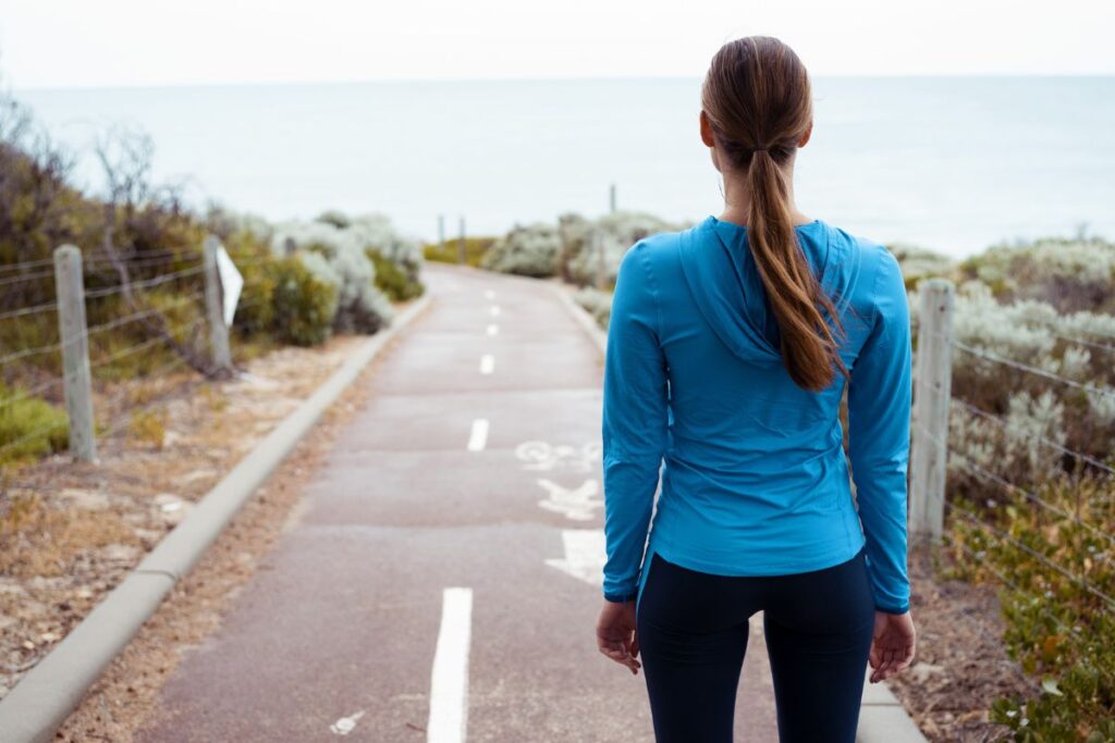 woman walking outside