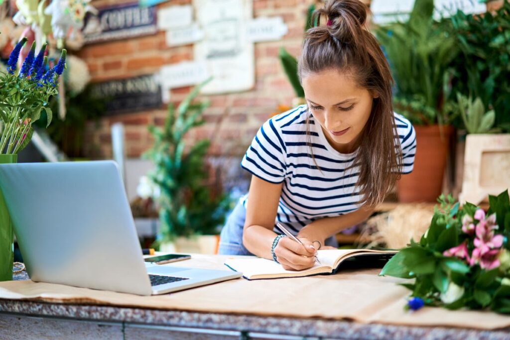 woman writing list