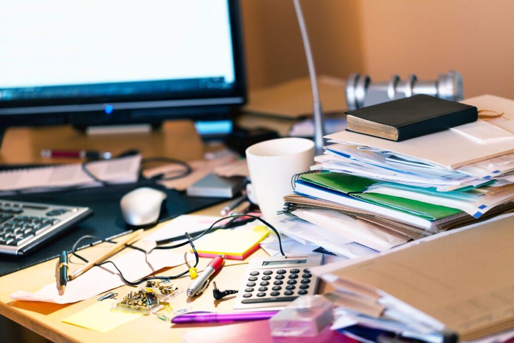 cluttered desk