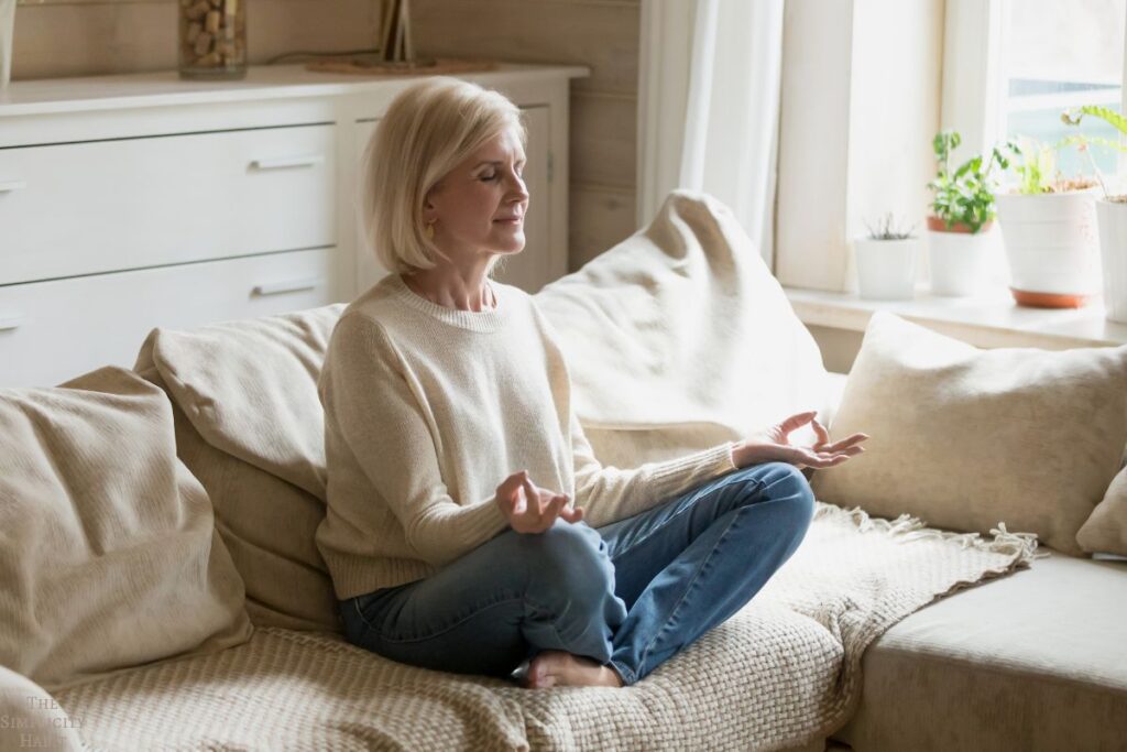 older woman meditating