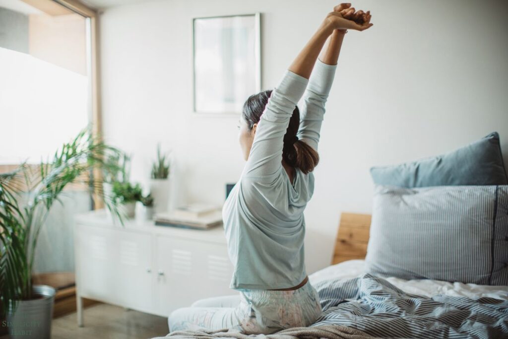 woman stretching in the morning