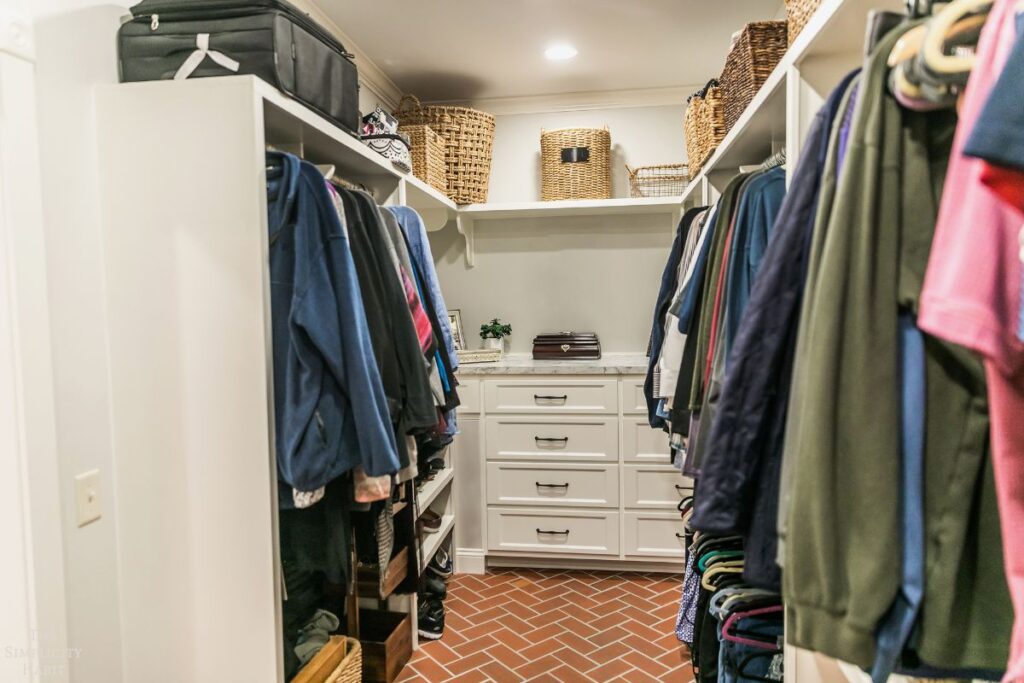 organized closet with storage baskets