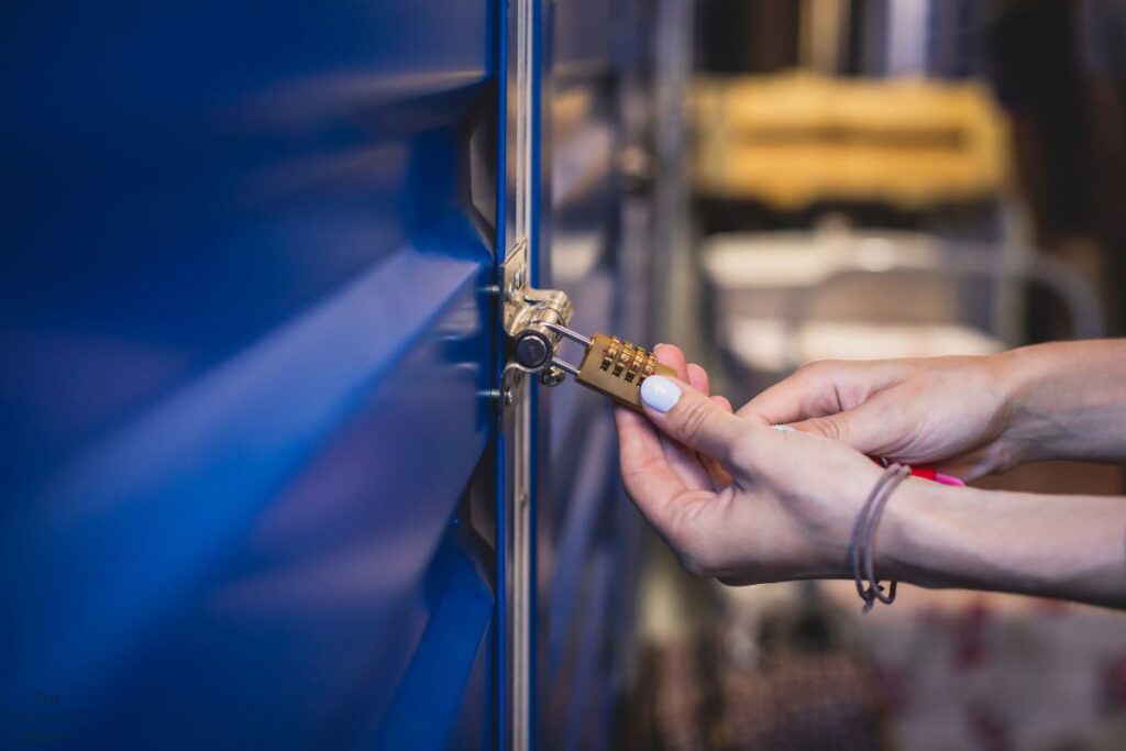 woman unlocking a lock