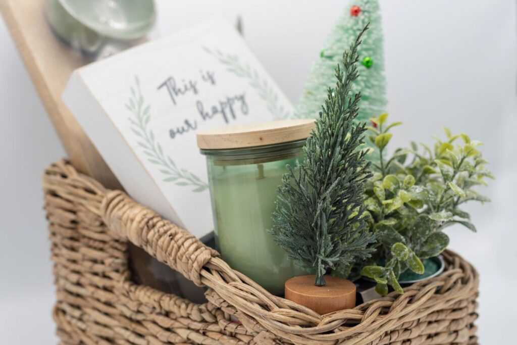 decor items in a basket