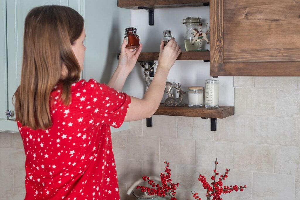open shelves in the kitchen