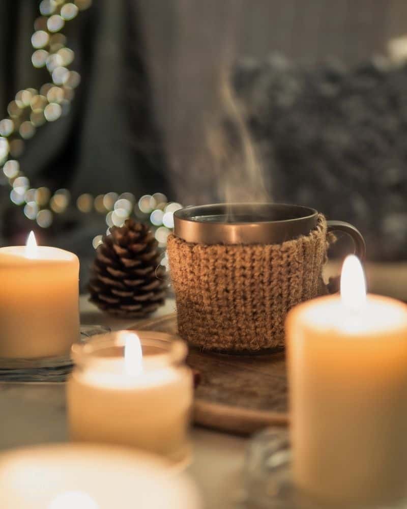 warm drink and candles