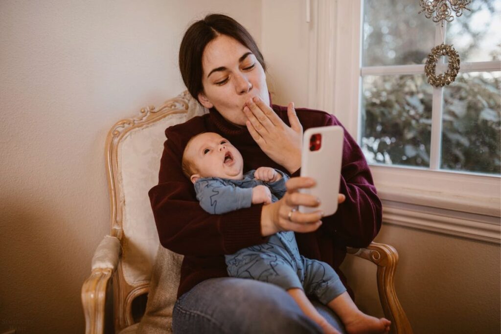 woman and baby on facetime