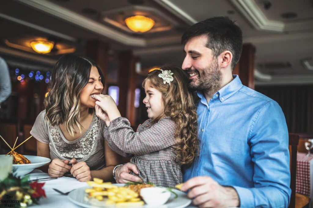 family eating at a restaurant