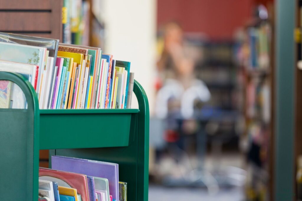 book cart in a library