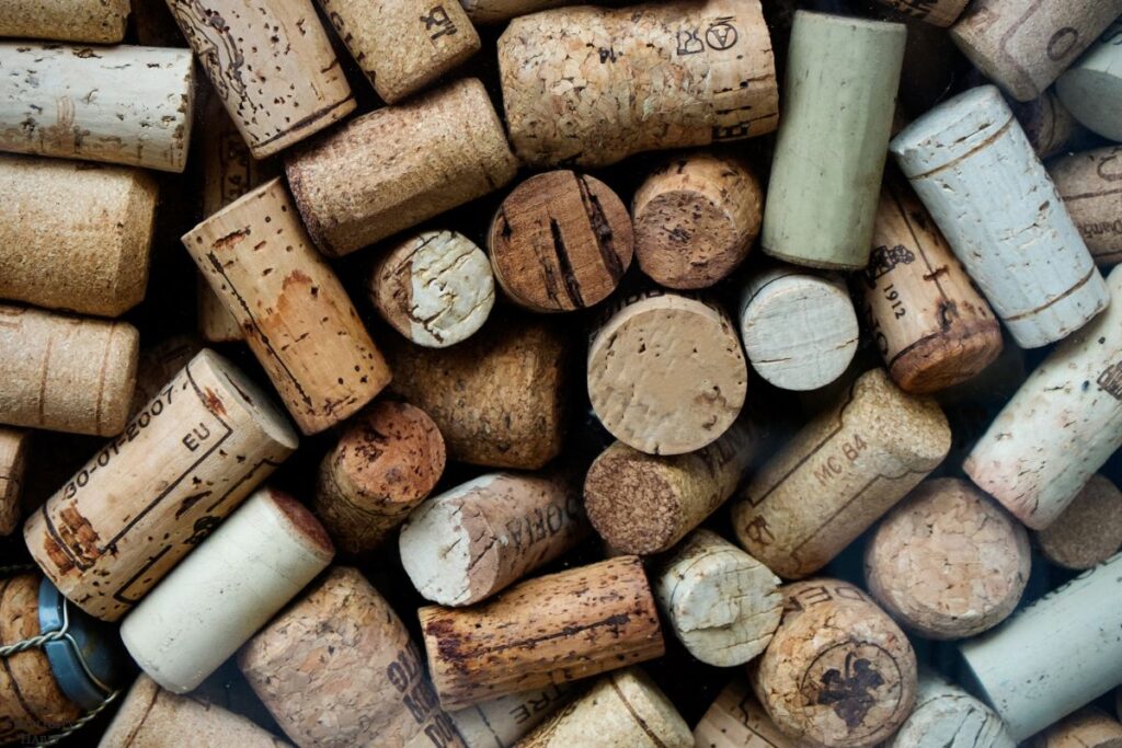 wine corks laying various directions