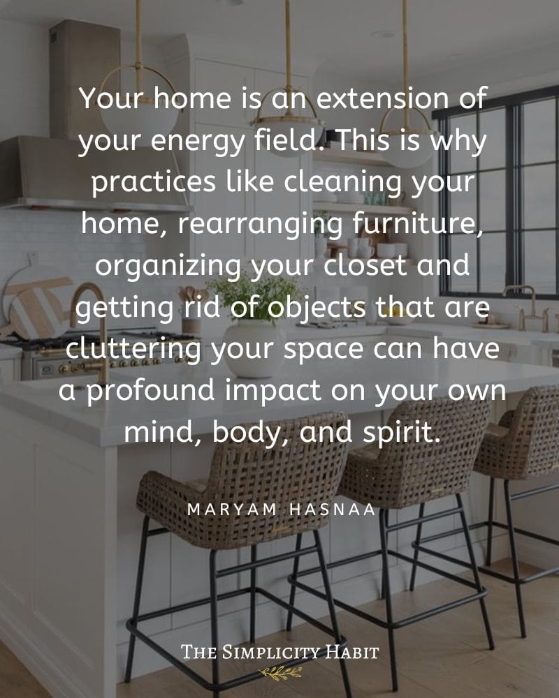 cleaning quote from Maryam Hasnaa on overlay of clean kitchen